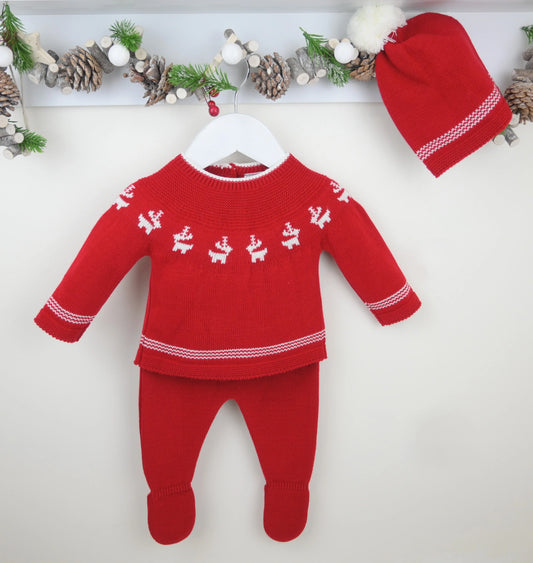 Baby Knitted Reindeer Outfit with Hat