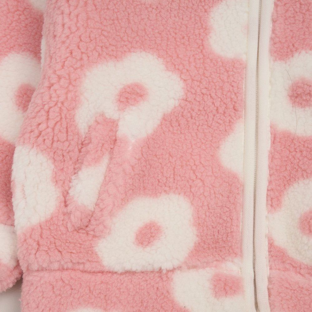 Girls Flower Sherpa Jacket Outfit