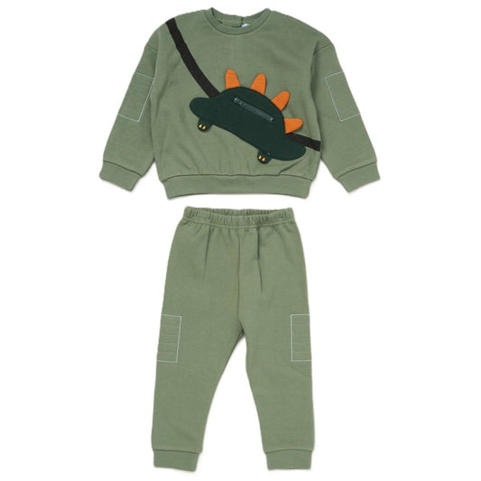 Baby Boys Dinosaur Cross Bag Appliqué Outfit