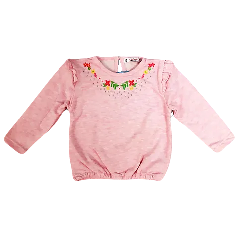 Girls Long Sleeve Embroidered T-Shirt
