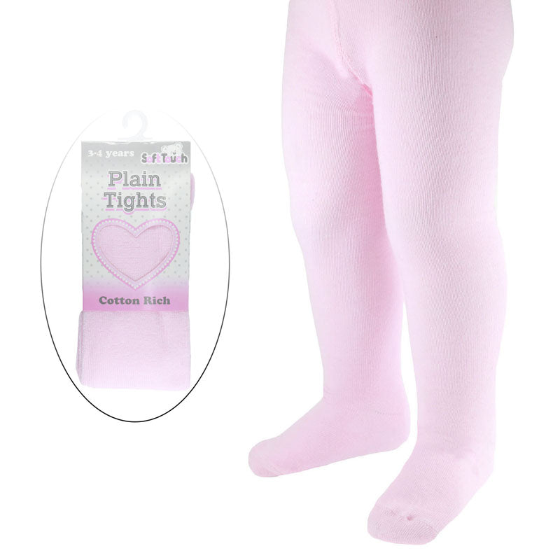 Girls Plain Pink Knitted Tights