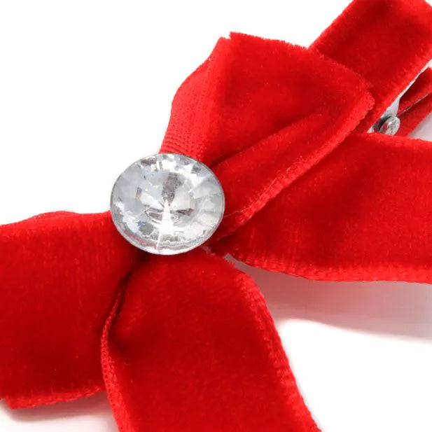 Set Of 2 Red Velvet Bow Clips