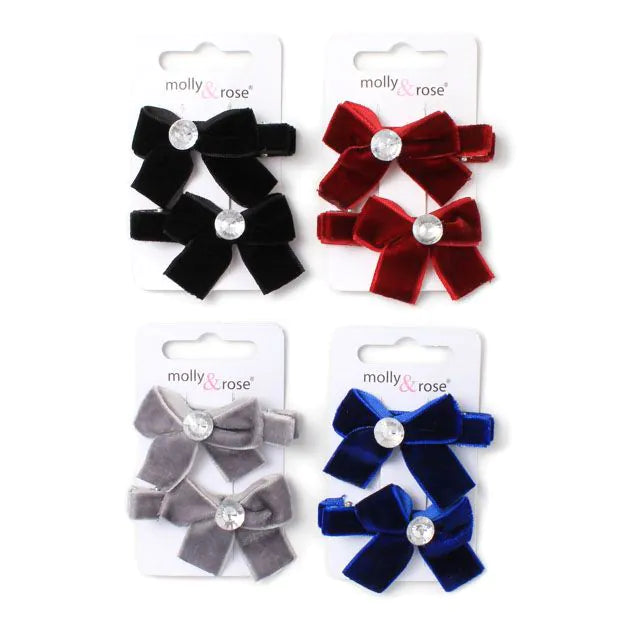Set Of 2 Velvet Bow Clips