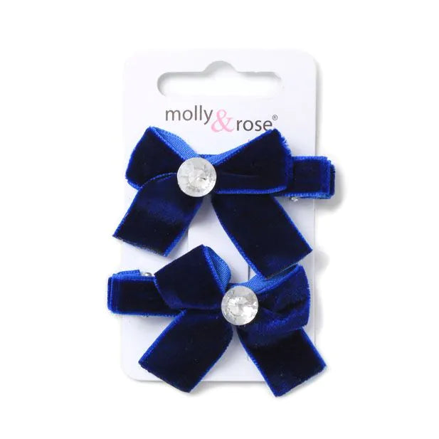 Set Of 2 Velvet Bow Clips