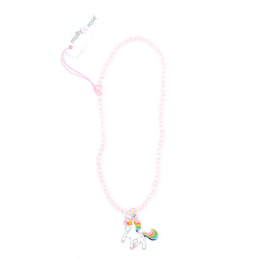 Beaded Necklace With Unicorn Pendant