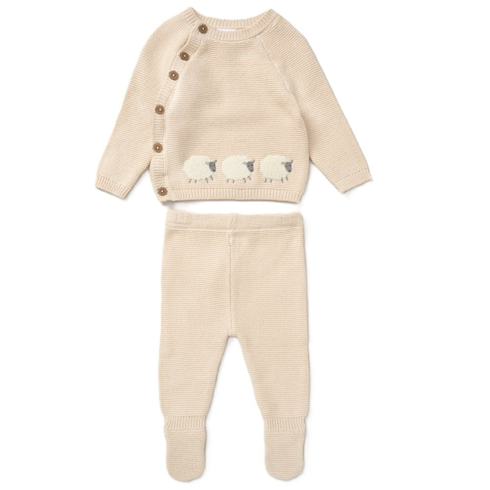 Baby Knitted Outfit with Sheep Appliqué