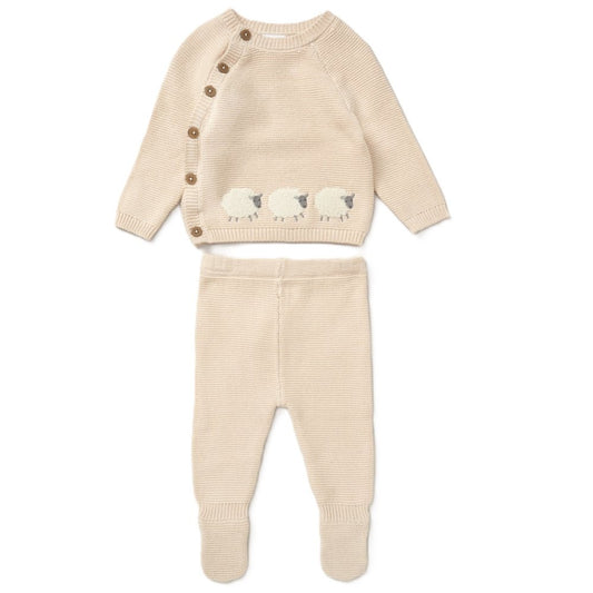 Baby Knitted Outfit with Sheep Appliqué