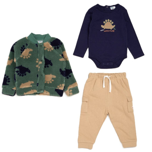 Baby Boys Dinosaur Sherpa Jacket Outfit