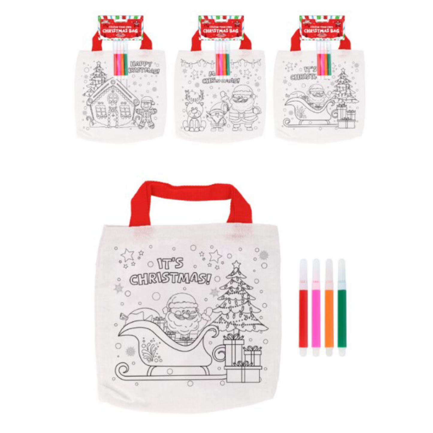 Colour-in Christmas Bag with Pens
