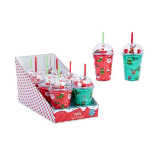 Christmas Light Up Cold Drinks Cup with Straw