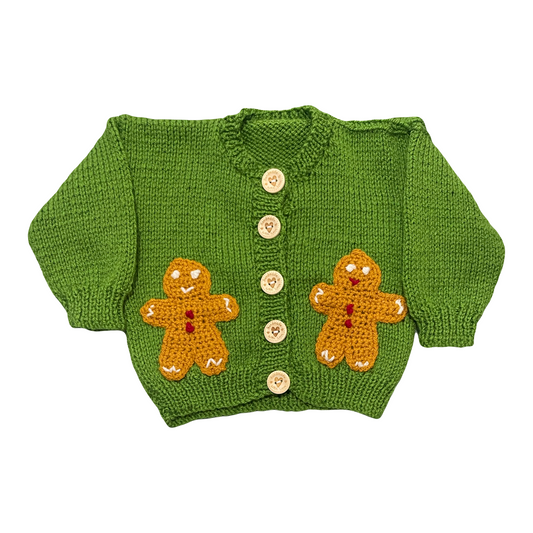 Hand Knitted Christmas Gingerbread Cardigan