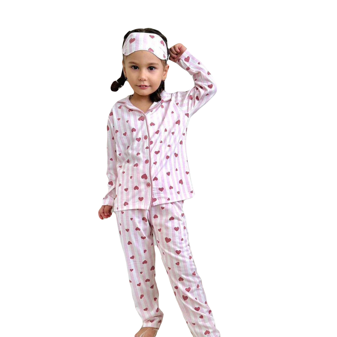 Girls Heart Stripe Pyjamas