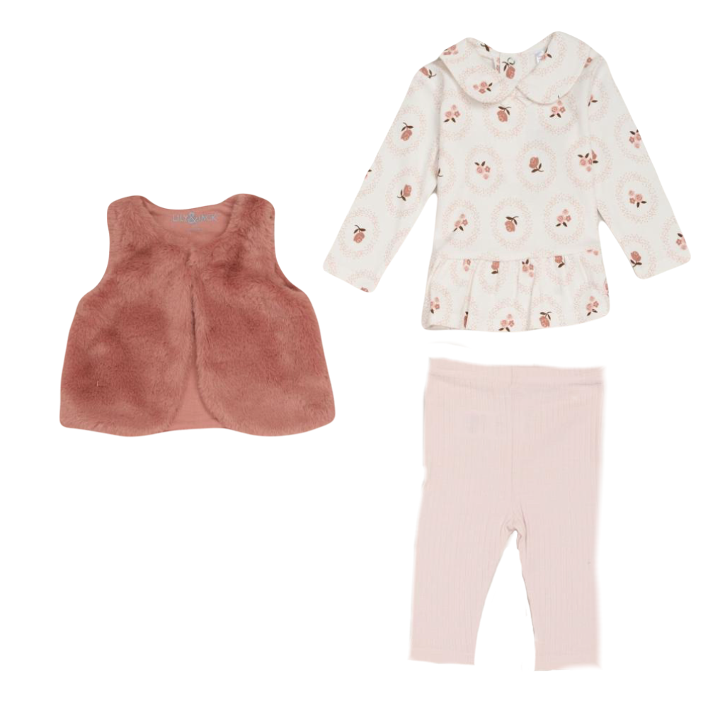 Baby Girls Faux Fur Gilet Outfit