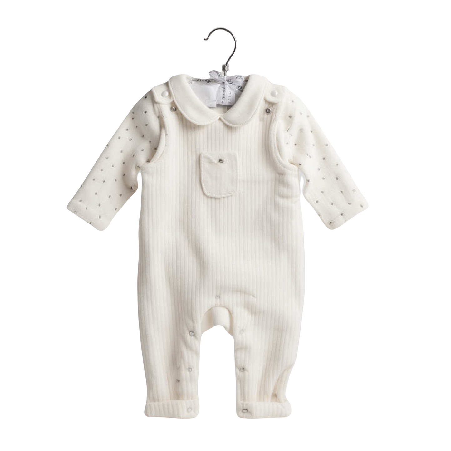 Baby Ribbed Velour Dungaree Outfit