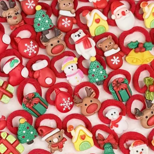 5 Assorted Christmas Character Mini Hair Bobbles
