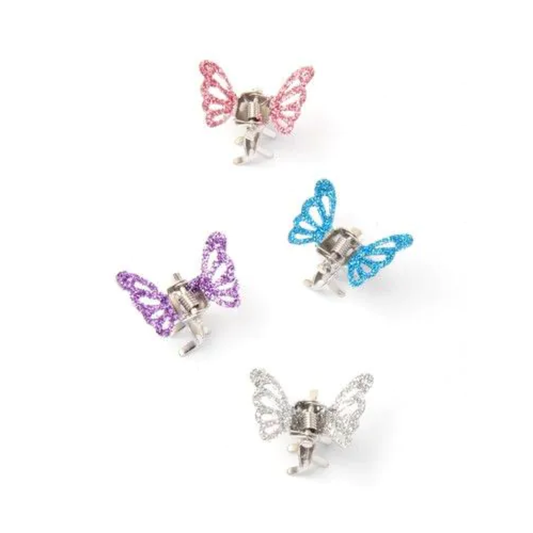 Set of 6 Mini Glitter Butterfly Clamp Hair Clips