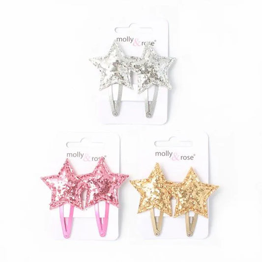 Set of 2 Glitter Star Clips