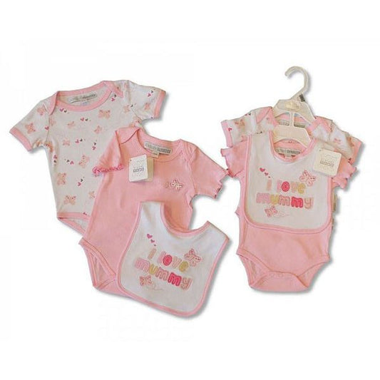 Baby Girls I Love Mummy Bodysuit & Bib Gift Set