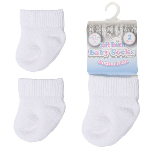 Tiny Baby 2 Pack White Socks