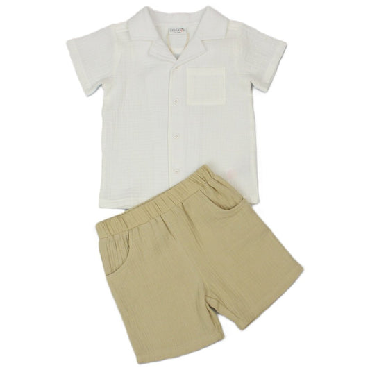 Baby Boys Muslin Shorts & Shirt Outfit