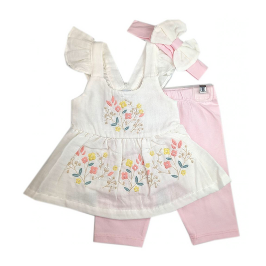 Baby Girls Embroidered 3 Piece Outfit