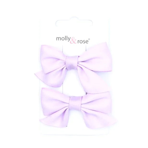 Set of 2 Satin Fabric Bow Clips