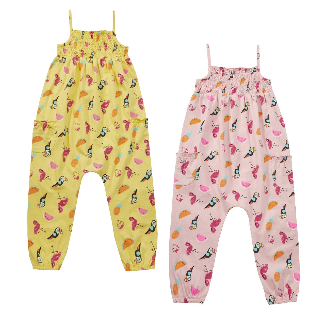 Girls Tropical Print Jumpsuit
