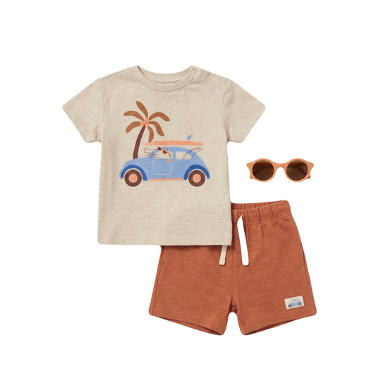 Baby Boys Graphic T-shirt, Shorts & Sunglasses Outfit