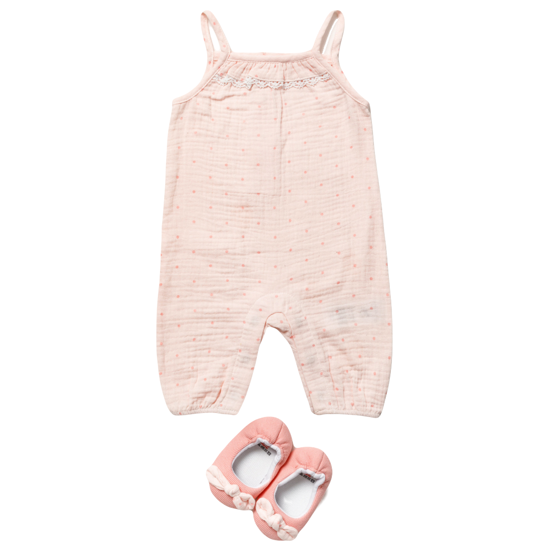 Baby Girls Muslin Dungaree Outfit