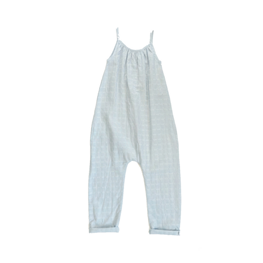 Girls Organic Blue Muslin Jumpsuit