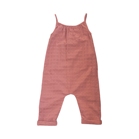 Girls Organic Rust Muslin Jumpsuit