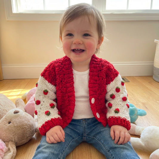 Baby Hand Crocheted Strawberry Cardigan