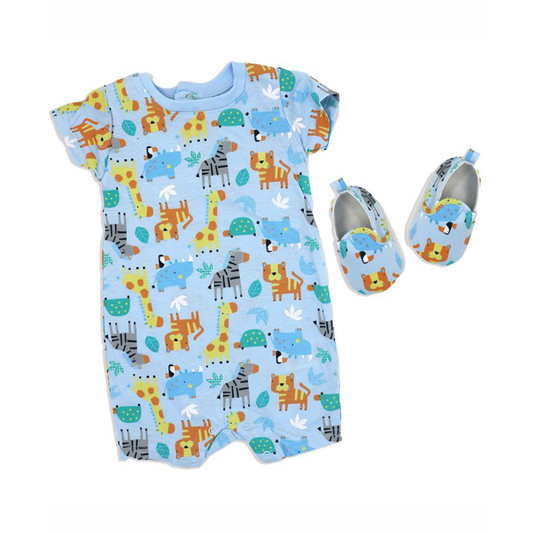 Baby boys Safari Romper & Shoes Outfit