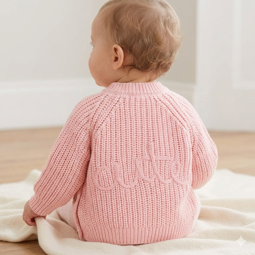 Baby Girls Knitted Cardigan with Embroidery
