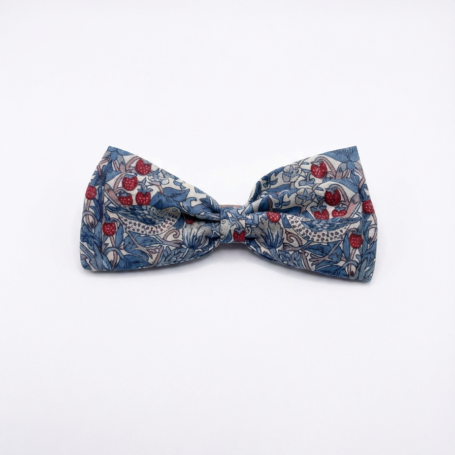 Liberty Strawberry Thief - Blue Large Bow Headband