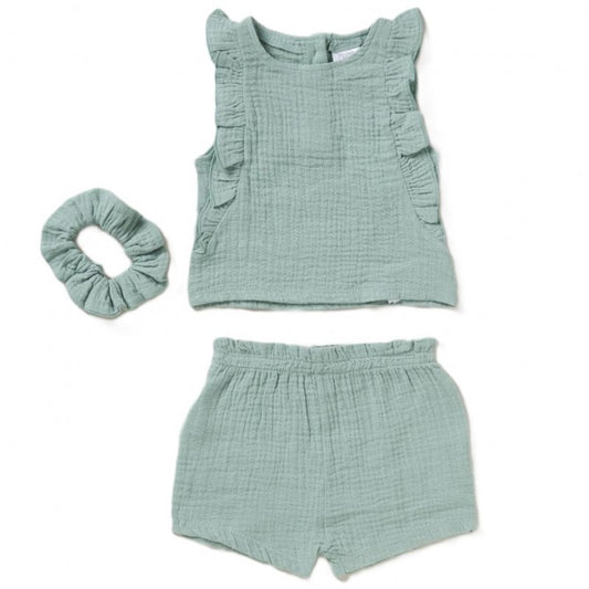 Baby Girls Linen Outfit & Scrunchie