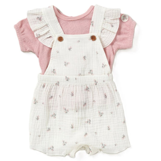Baby Girls Linen Dungaree Outfit