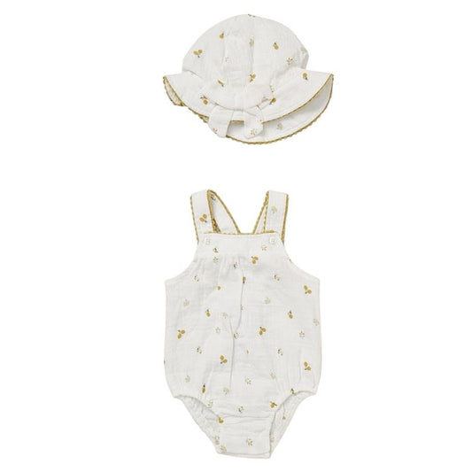 Baby Girls Muslin Romper & Hat