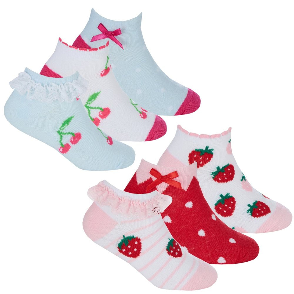 Girls Frilly Fruit Trainer Socks