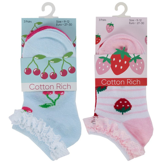 Baby Girls Frilly Fruit Trainer Socks