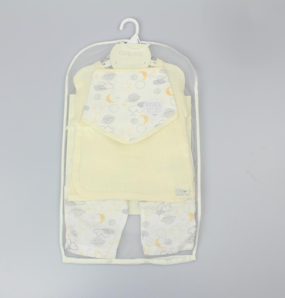 Baby Muslin Top, Trousers, Bib & Gift Bag