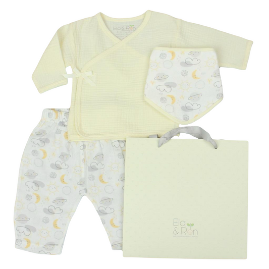 Baby Muslin Top, Trousers, Bib & Gift Bag