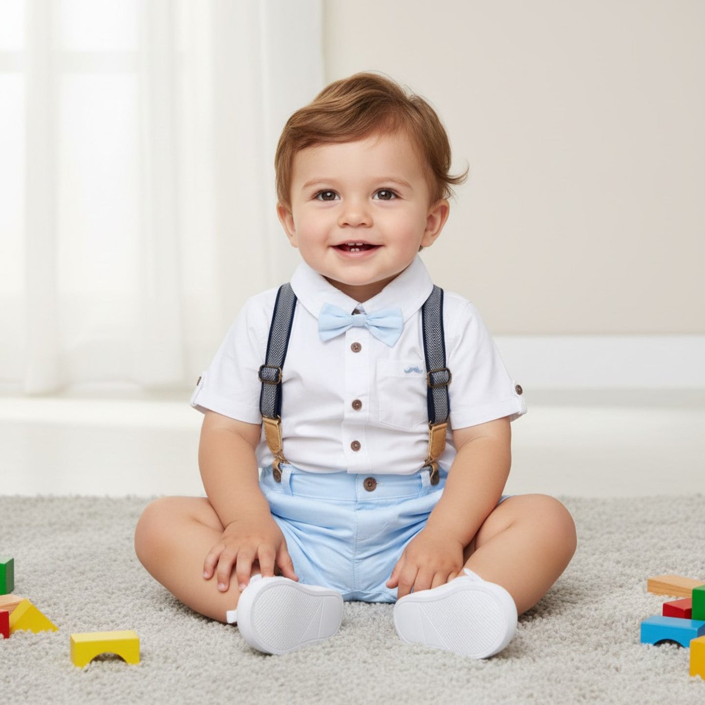 Baby Boys Bow Tie & Braces Outfit