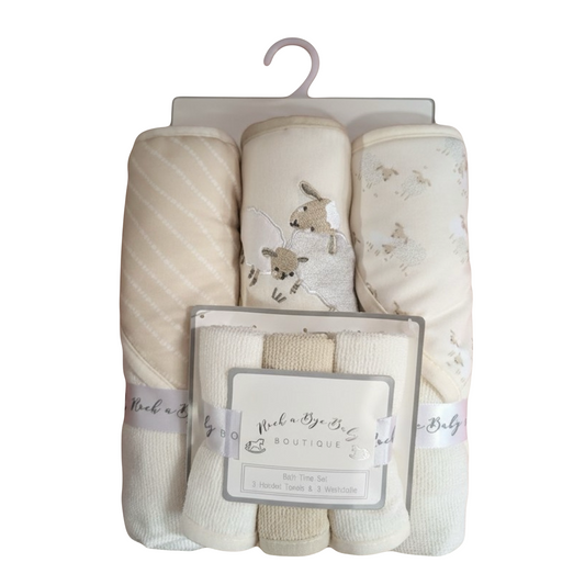 Sheep Hooded Towel & Washcloth Set