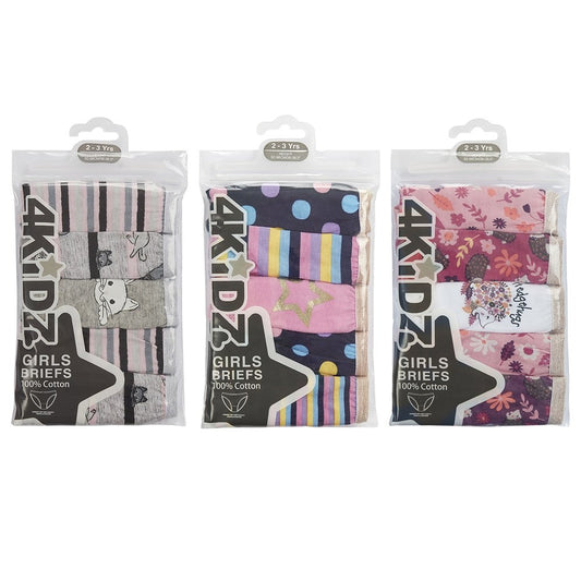 Girls 5 Pack of Briefs