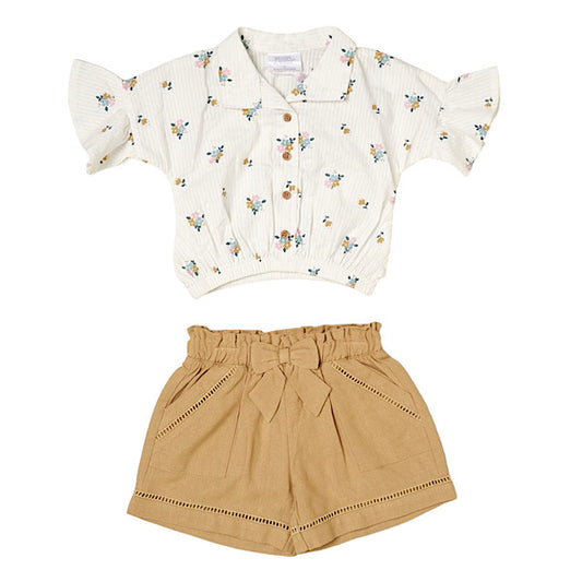 Girls Floral Shirt & Shorts Outfit