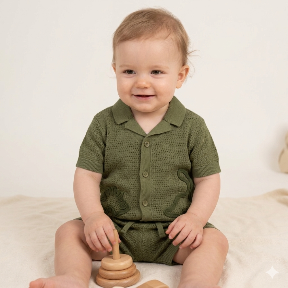 Baby Boys Knit Dinosaur Outfit