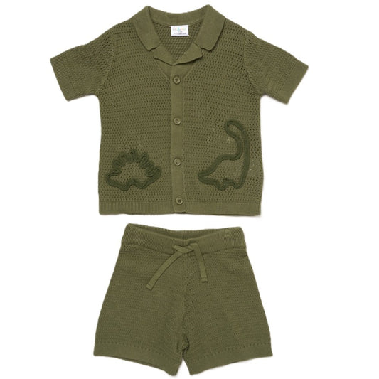 Baby Boys Knit Dinosaur Outfit