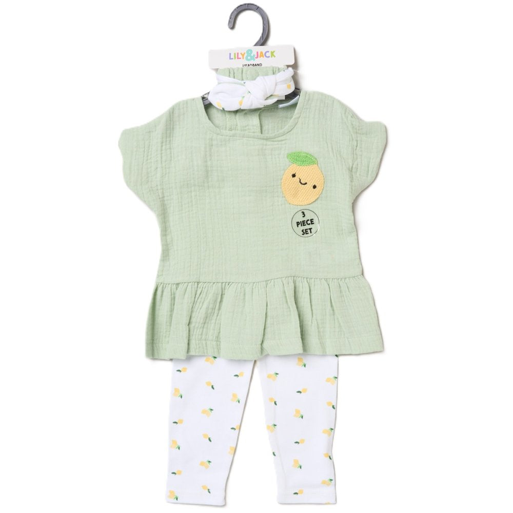 Baby Girls Lemon Outfit with Headband