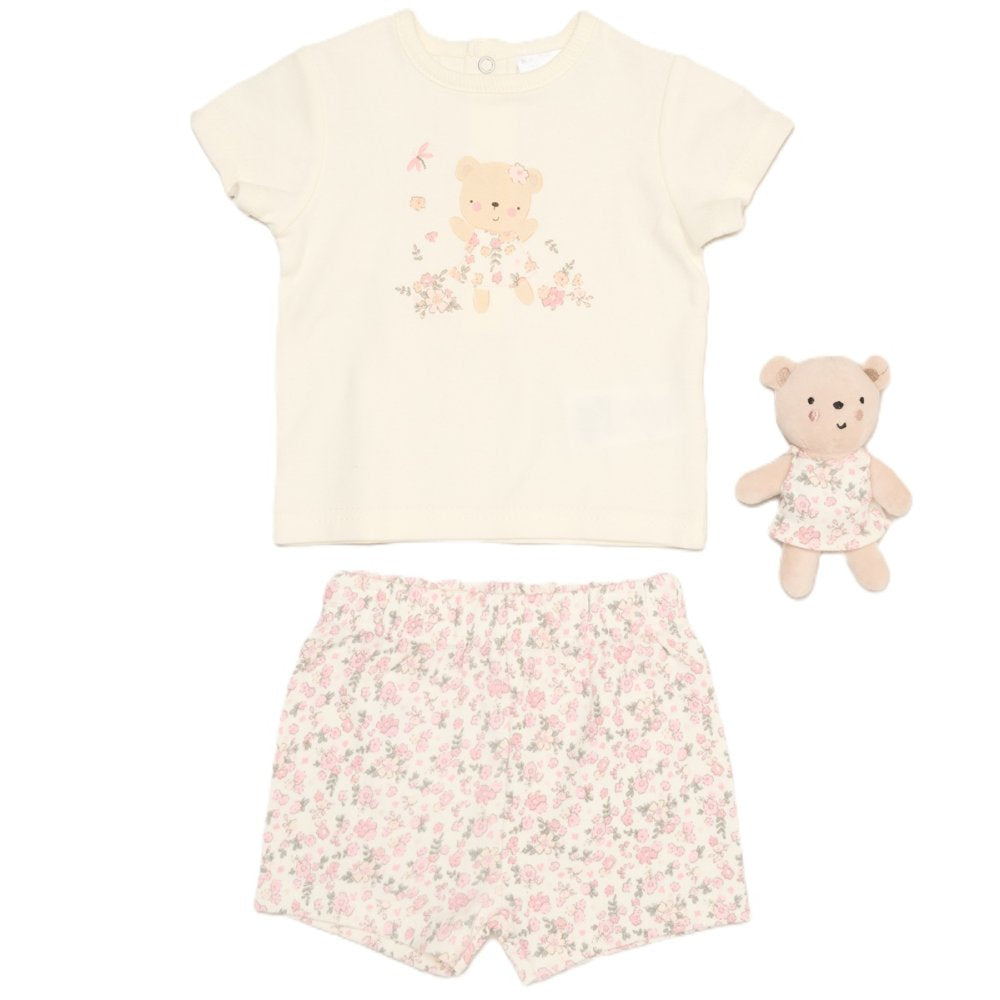 Baby Girls Floral Bear Outfit